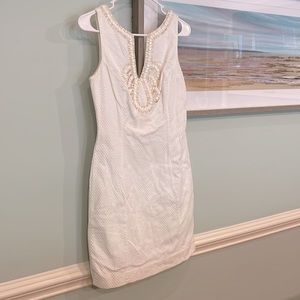 Lilly Pulitzer White with Gold Beads Dress, Size 2